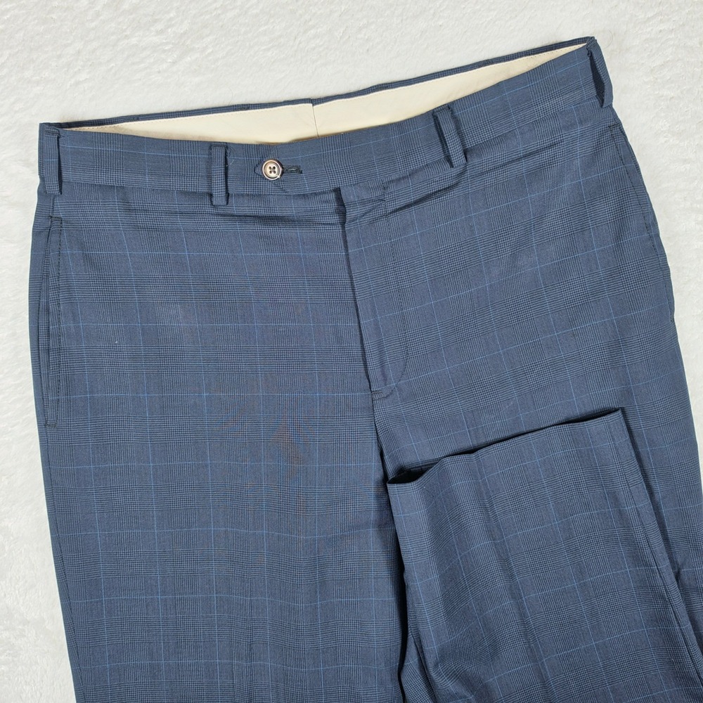 Brooks Brothers 346 Regent Fit Mens 34/31 Blue Wool Glen Plaid Dress Pants